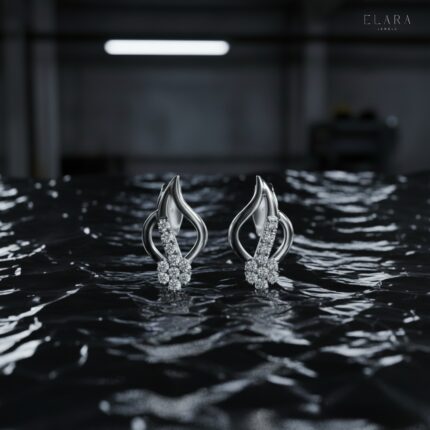 Moissanite Leaf Stud Earrings / Floral Sparkle Earrings / Dainty Nature-Inspired Jewelry for Her