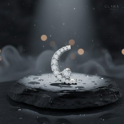 Sparkling Crescent Moon Necklace / Moissanite / Gift for Her