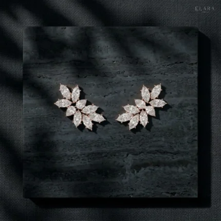 4 CT Lab Grown Diamond Flower Earrings | Marquise Cluster Studs | Wedding Jewelry